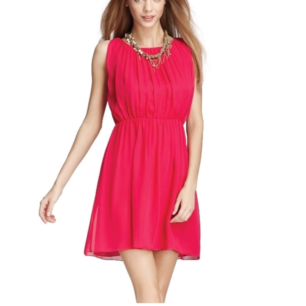 ALICE + OLIVIA Mary Blouson Gathered Tank Dress Pink Silk Mini Dress